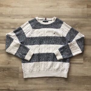 Tommy Hilfiger Gray and White Striped Sweater